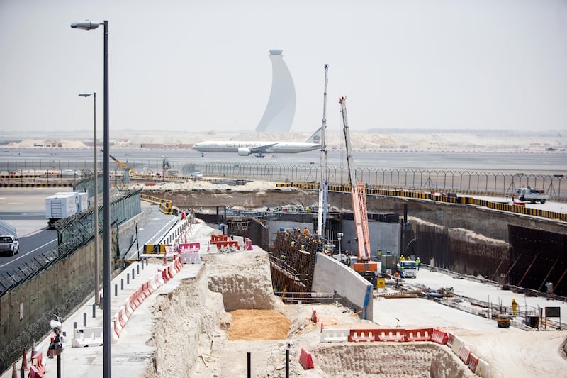 Abu Dhabi, United Arab Emirates, May 30, 2016:     Construciton of a tunnel to the midfield terminal seen during a media tour of the newly renovated Etihad Airways First Class Lounge at Abu Dhabi International Airport in Abu Dhabi on May 30, 2016. Christopher Pike / The National

Job ID: 66024
Reporter: Jessica Hill
Section: Business
Keywords: 




 *** Local Caption ***  CP0530-bz-NEWS-lounge22.JPG