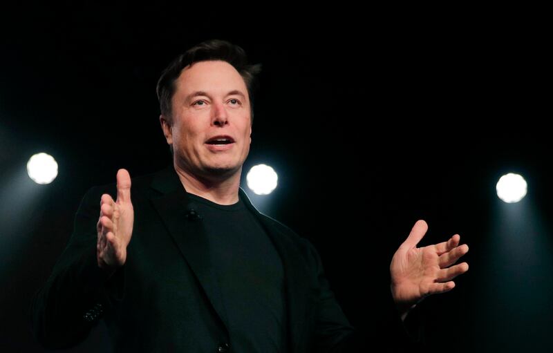 Tesla CEO Elon Musk speaks before unveiling the Model Y at Tesla's design studio in Hawthorne, California. AP Photo