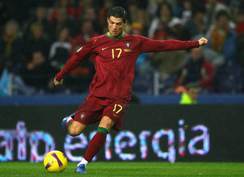 2007-8 46 goals (Manchester United 42, Portugal 4). Getty Images