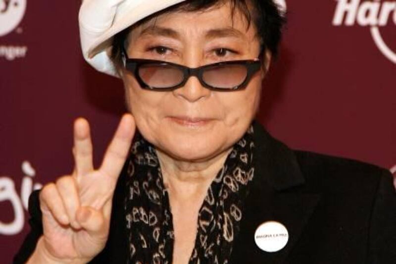 NEW YORK, NY - NOVEMBER 01: Yoko Ono attends the launch of the "Imagine There's No Hunger" campaign at the Hard Rock Cafe, Times Square on November 1, 2011 in New York City.   Andy Kropa/Getty Images/AFP