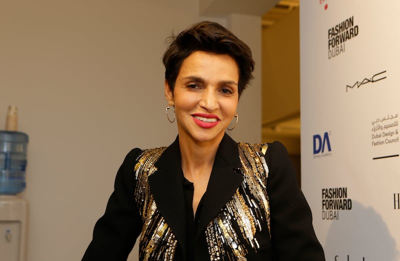 Dubai, United Arab Emirates - October 21, 2016.  Farida Khelfa ( Schiaparelli Ambassador and Filmmaker ) at the ongoing Fashion Forward ( FFWD ) event, held at District 3.  ( Jeffrey E Biteng / The National )  Editor's Note; ID 60748 *** Local Caption ***  JB211016-FKhelfa06.jpg
