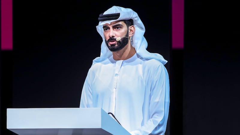 Keynote by Sheikh Salem bin Khalid Al Qassimi, Minister of Culture of the UAE, during the Culture Summit Abu Dhabi 2024 held at Manarat Al Saadiyat. Victor Besa / The National