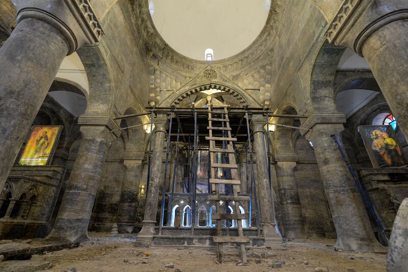 The church's marble floor is being completely redone, as part of renovations.  AFP