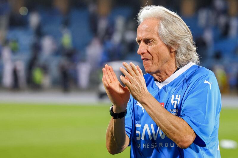 Hilal coach Jorge Jesus at the end of the game. AFP