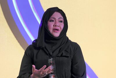 Dubai, United Arab Emirates - September 17, 2019: Mary Jane Alvero, CEO of Prime Group. The launch of EON Insight: Focus on the Filipino in the UAE, a market study on the Filipino consumer. Tuesday the 17th of September 2019. Armani hotel, Dubai. Chris Whiteoak / The National