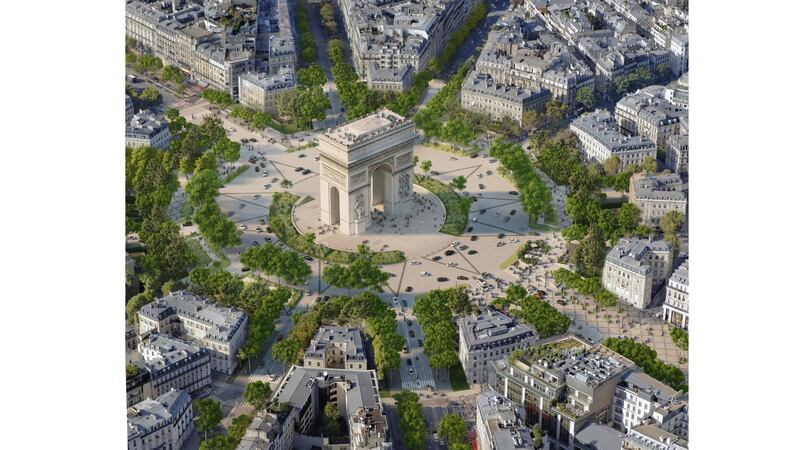 An image from the architectural firm PCA Stream showing the planned transformation for the Champs-Elysees in Paris. Courtesy PCA Stream