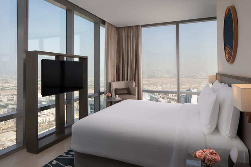 A room with a view at the four-star First Collection at Jumeirah Village Circle. Photo: The First Collection
