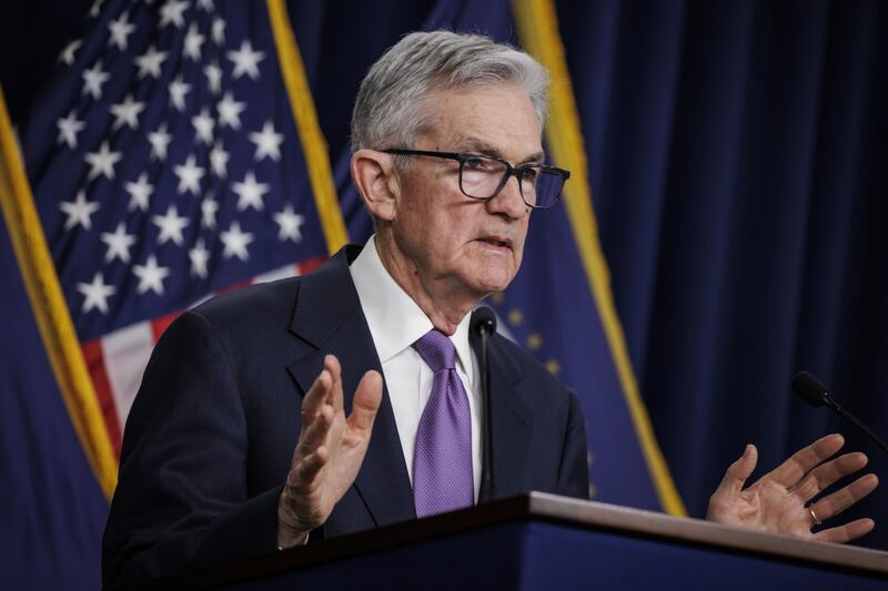 Fed chairman Jerome Powell speaks to reporters after the central bank paused US interest rates for a third successive meeting. Bloomberg