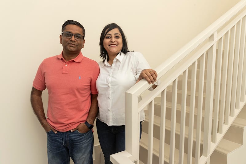 Bulbul Satsangi and her husband Ankit live in a three-bedroom townhouse in Damac Hills with their son Vihaan, 11. All pictures: Antonie Robertson / The National 

