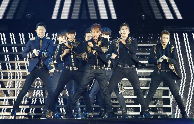 Members of the South Korean K-Pop group Super Junior performing. Reuters