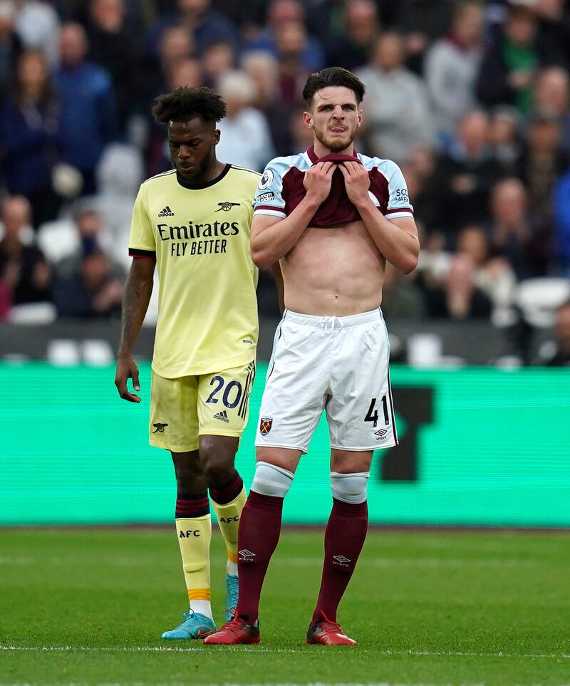 Declan Rice – 7 Tried his luck from the edge of the box, which was easily claimed by his England teammate Ramsdale. Soon after, he tried to put his side level from a corner, moments after Arsenal’s opener. Great sight to spot Coufal on the wing in the build up for Bowen’s goal. 

PA