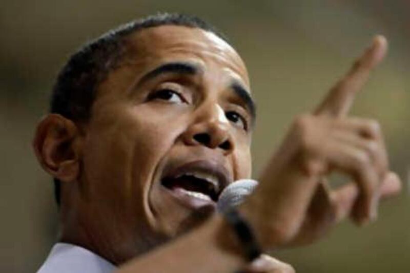 Democratic presidential candidate Sen. Barack Obama, D-Ill., speaks at a town hall meeting at E.C. Glass High School in Lynchburg, Va., Wednesday, Aug. 20, 2008.(AP Photo/Alex Brandon) *** Local Caption ***  VAAB142_Obama_2008.jpg