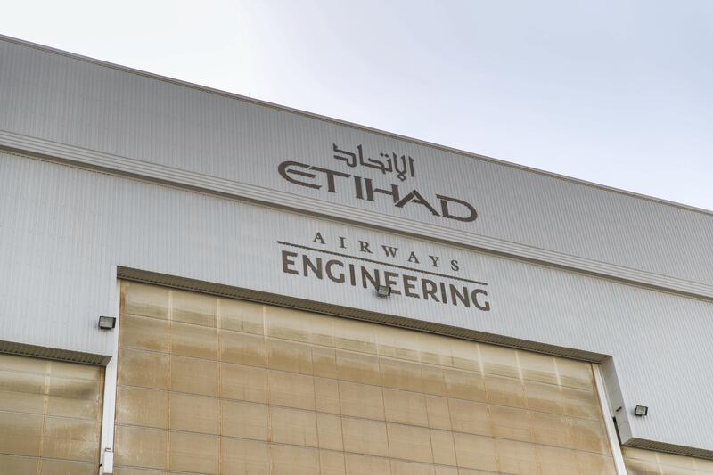 ABU DHABI, UNITED ARAB EMIRATES - OCT 24:

Inside the aircraft hanger at Etihad Airways Engineering facilities.

(Photo by Reem Mohammed/The National)

Reporter: MUSTAFA ALRAWI
Section: BZ