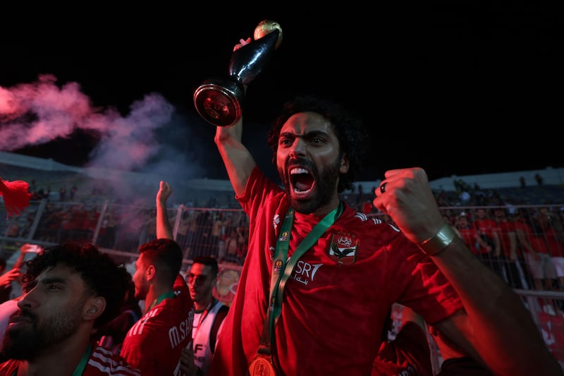 Al Ahly's Hussein el-Shahat celebrates winning the CAF Champions League final. AFP