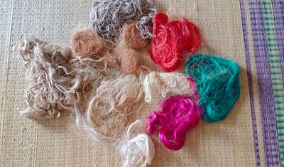 The eco-conscious weavers dye the yarn using products such as coffee powder and turmeric