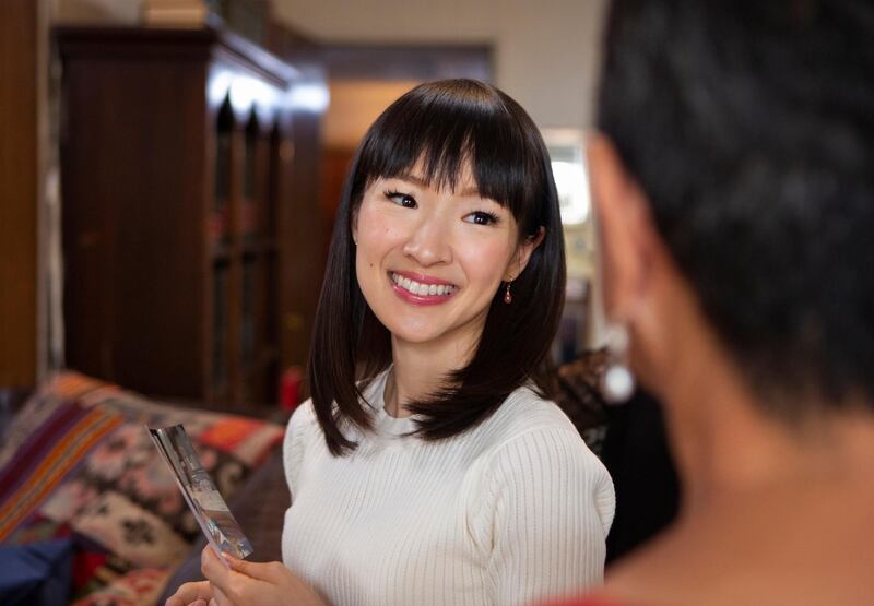 This image released by Netflix shows Marie Kondo in a scene from her series "Tidying Up with Marie Kondo." A takedown of  Condo by author-journalist Barbara Ehrenreich has been widely condemned as racist and xenophobic. Ehrenreich tweeted Monday, Feb. 4, that she saw Condoâ€™s popularity as a sign of Americaâ€™s decline and wished that the Japanese â€œde-cluttering guruâ€ would â€œlearn to speak English.â€ She later tweeted that she was â€œsorryâ€ if she had offended anyone and called her previous comment a missed attempt at â€œsubtle humor.â€ (Denise Crew/Netflix via AP)