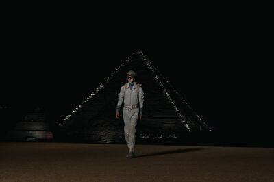 Dior celebrates its 75th anniversary with a show at the Great Pyramids of Giza. Getty Images 