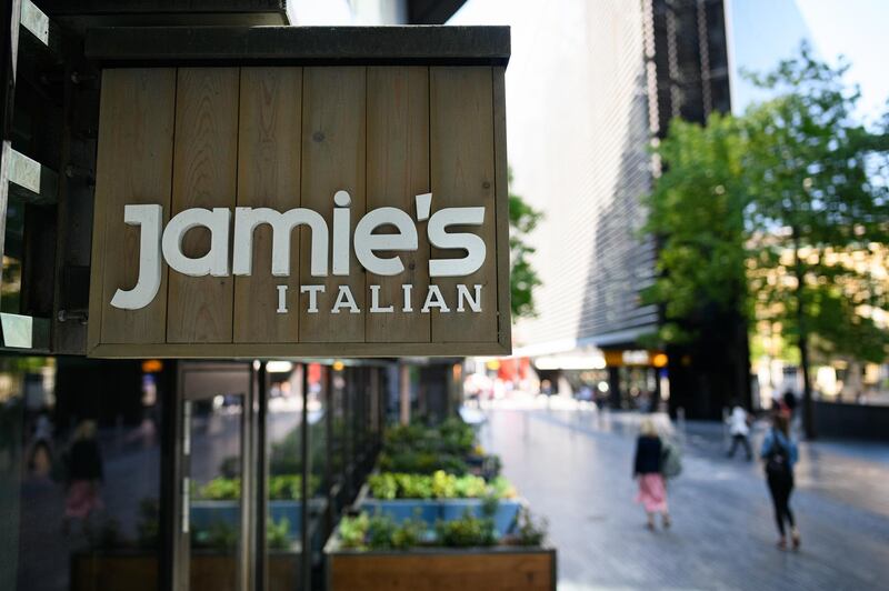 LONDON, ENGLAND - MAY 21: A general view of a branch of the "Jamie's Italian" chain of restaurants, near London Bridge on May 21, 2019 in London, England. More than 1,000 jobs are at risk after the chain of restaurants belonging to celebrity chef Jamie Oliver has been placed into administration. Just under forty restaurants including the Jamies Italian, Fifteen and Barbecoa brand are now at risk of closure. The business had been seeking buyers due to stiff competition in the market. (Photo by Leon Neal/Getty Images)