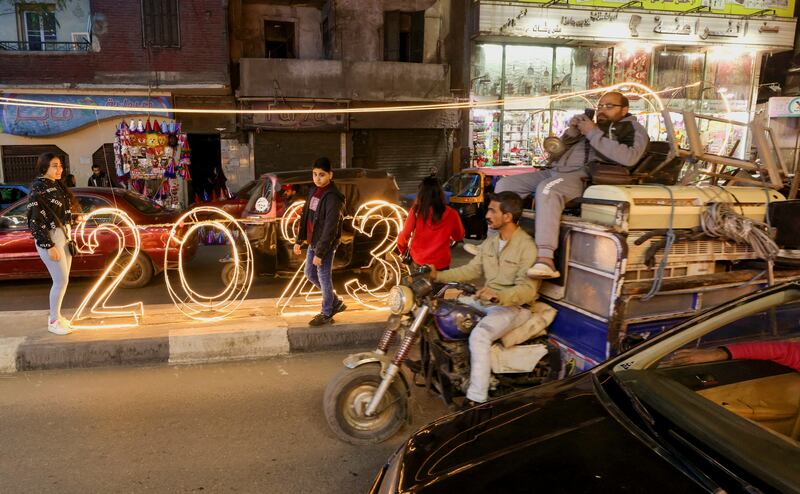 A 2023 decoration on a street in Cairo. Egypt's economy is expected to grow by 4.3 per cent over 2023-2024, driven by an increase in demand for and prices of gas. Photo: Reuters