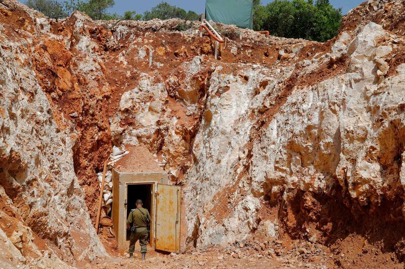 A picture taken on June 3, 2019 during a guided tour with the Israeli army shows the entrance to a tunnel at the Israeli side of the border with Lebanon in northern Israel. A UN peacekeeping force in Lebanon said on April 25, a tunnel discovered earlier this year by Israel had crossed the Lebanese-Israeli border, in the third such breach of a ceasefire resolution. Israel in January accused Lebanese Shiite movement Hezollah of having dug what it described as the deepest, "longest and most detailed" tunnel it had discovered. UNIFIL said the tunnel was the third to have crossed the "blue line", a demarcation line drawn by the UN to mark Israel's withdrawal from southern Lebanon in 2000. / AFP / JACK GUEZ
