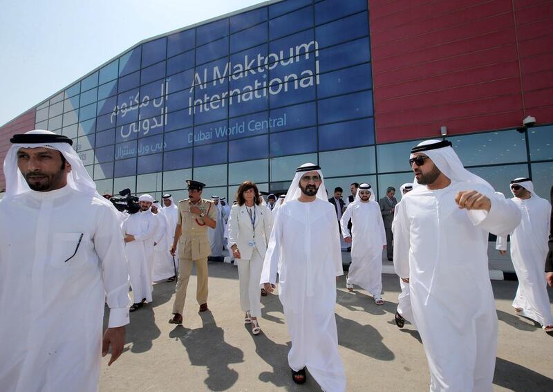 Sheikh Mohammed bin Rashid, the Prime Minister and Ruler of Dubai, during the opening of the Al Maktoum International Airport in Dubai World Central. Ali Haider / EPA