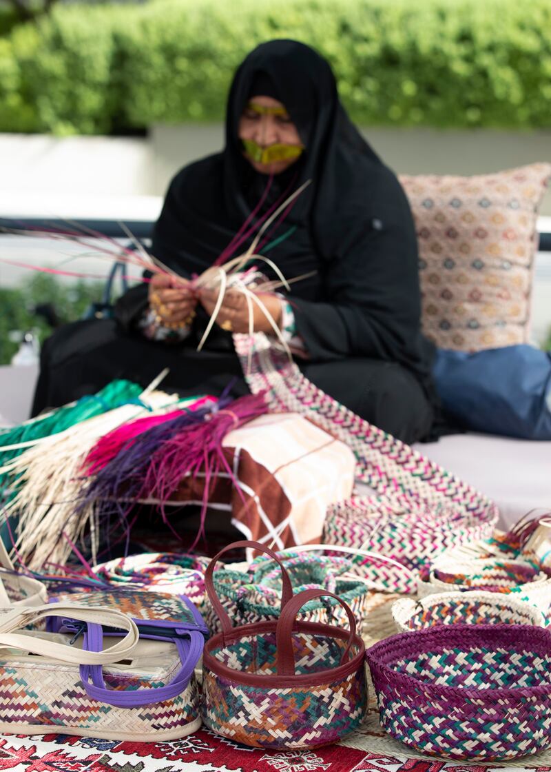 Um Muhammad demonstrates her traditional craft skills at Expo 2020 Dubai. All photos: Expo 2020 Dubai