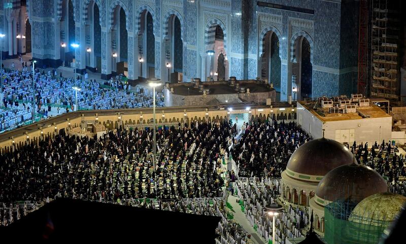 Muslims perform late night prayers. Reuters