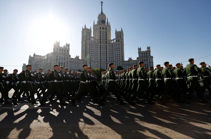 Russian soldiers march during the parade in Moscow. Reuters