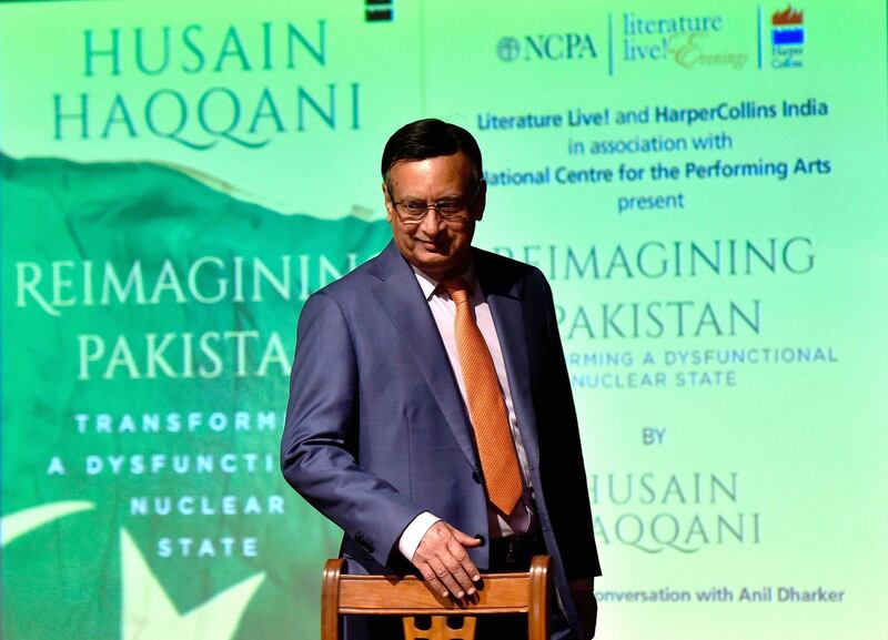 MUMBAI, INDIA - APRIL Husain Haqqani, author and former ambassador of Pakistan to Sri Lanka and the United States, during the book launch of "Reimagining Pakistan: Transforming a Dysfunctional Nuclear State", at NCPA, on April 12, 2018 in Mumbai, India. (Photo by Anshuman Poyrekar/Hindustan Times via Getty Images)