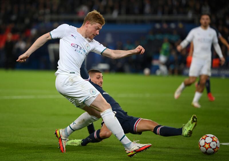 Kevin de Bruyne 8 – Played an absolutely delicious ball with the outside of his boot that Sterling headed onto the bar. Came close to scoring himself when linking well with Mahrez, his run into the channel ending with a shot saved by Donnarumma. A constant source of teasing balls into dangerous areas, and needed a no.9 to get on the end of them. Getty Images)