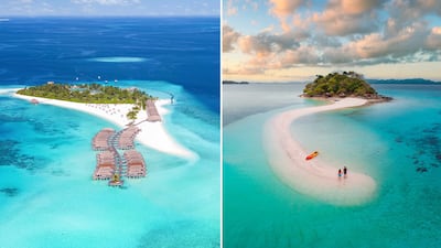 Maldives, left, can be swapped for Palawan, right, offering nature and culture in a beautiful setting. Getty Images