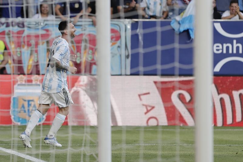 Argentina's Lionel Messi celebrates. EPA