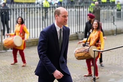 Prince William arrives at Westminster Abbey on Monday. AP