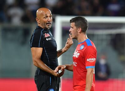Napoli manager Luciano Spalletti with Diego Demme. Reuters