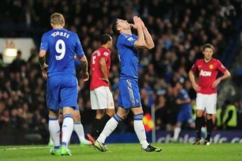 Gary Cahill reacts during Chelsea's 3-2 loss to Manchester United on Sunday. Shaun Botterill / Getty Images