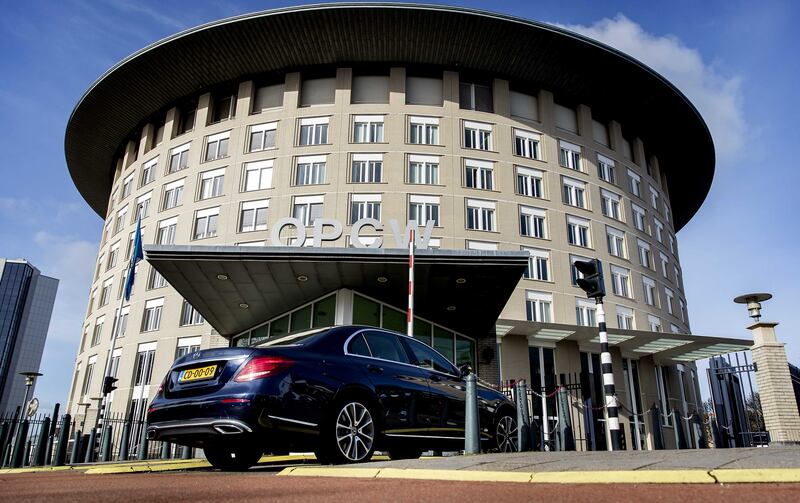 epa07068743 (FILE) - An exterior view of the headquarters of the Organisation for the Prohibition of Chemical Weapons (OPCW) in The Hague, The Netherlands, 16 April 2018 (reissued 04 October 2018). In April 2018 the Dutch Military Intelligence and Security Service (MIVD) allegedly thwarted a Russian operation against the Organisation for the Prohibition of Chemical Weapons (OPCW).  EPA/KOEN VAN WEEL *** Local Caption *** 54268233