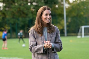 The Duchess of Cambridge meets first-year students to hear how the coronavirus pandemic has affected the start of their undergraduate life. AP