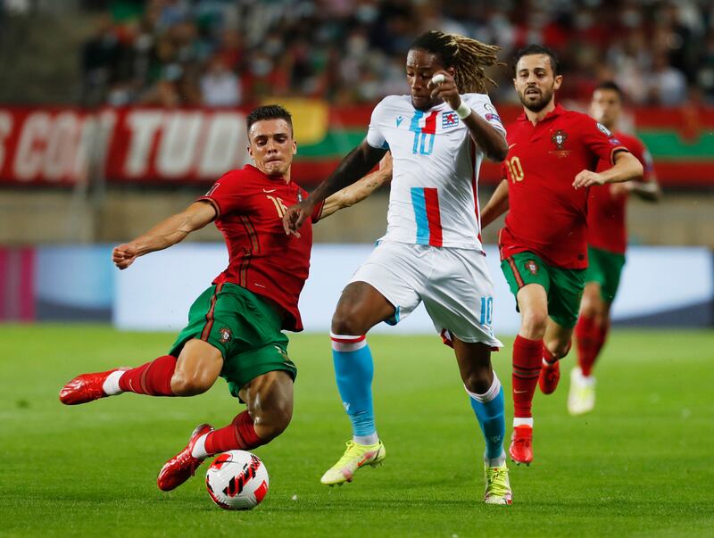 Portugal's Joao Palhinha in action with Luxembourg's Gerson Rodrigues. Reuters