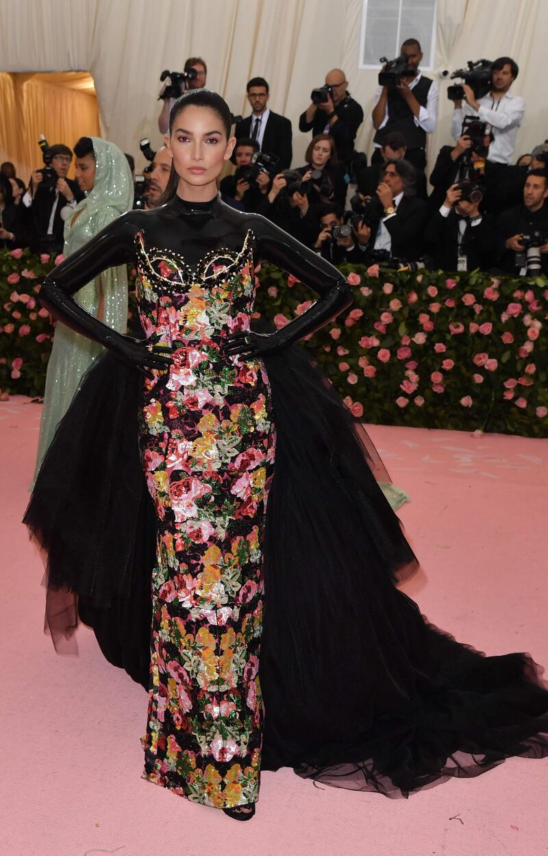 Model Lily Aldridge arrives at the 2019 Met Gala in New York on May 6. AFP