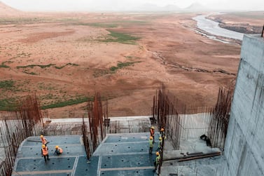 A general view of the construction works at the Grand Ethiopian Renaissance Dam (GERD), near Guba in Ethiopia, on December 26, 2019. AFP