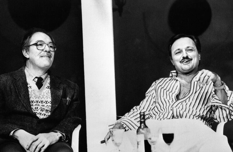 Gambon, left, and Peter Bowles in Alan Ayckbourn's play Man of the Moment at the Globe Theatre, London, in 1990. PA Images