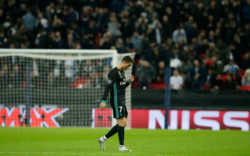 Cristiano Ronaldo leaves the field at half time. Tim Ireland / AP Photo
