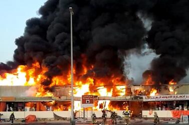 Firefighters battled a blaze at a souq in Ajman for more than two hours. The National