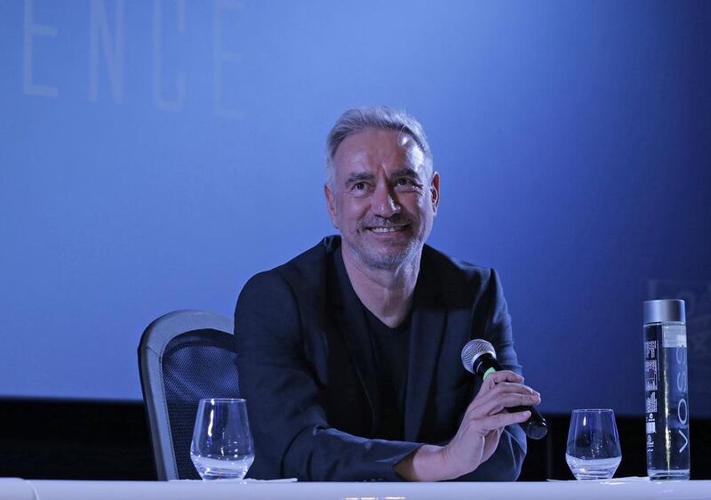 Dubai, United Arab Emirates - June 4, 2016.  Roland Emmerich ( Director - Independence Day 2 ) at the press conference.  The said movie is set to show on Eid Al Fitr.  ( Jeffrey E Biteng / The National )  Editor's Note;  ID 40343