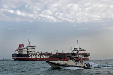 An Iranian Revolutionary Guard boat near the seized British-flagged tanker Stena Impero. EPA