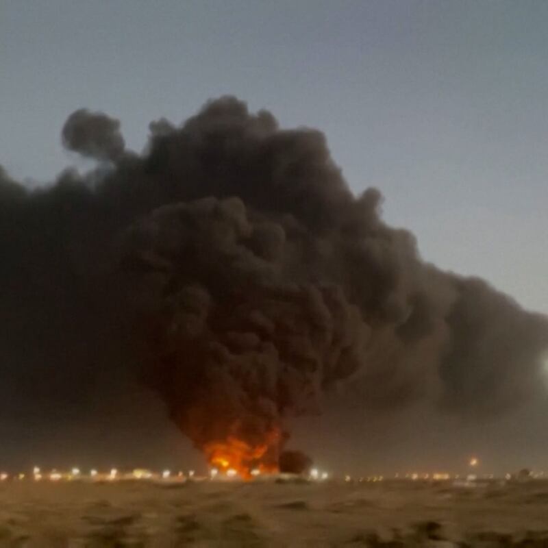 Smoke billows from the storage facility in the Red Sea coastal city of Jeddah. AFP