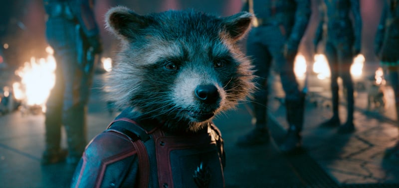 Rocket, voiced by Bradley Cooper, must face his traumatic past