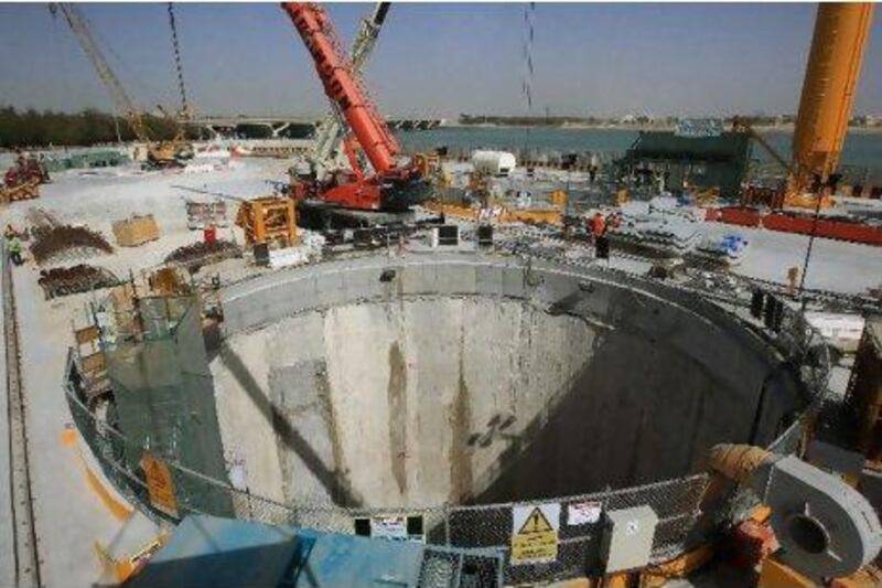 Work on the Dh5.7 billion Strategic Tunnel Enhancement Programme is under way next to the Armed Forces Officers Club in the capital. It will be one of the longest gravity-driven wastewater tunnels in the world. Ravindranath K / The National