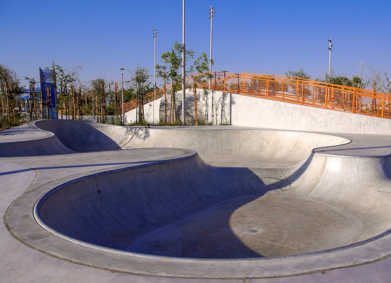 The skate park features an impressive bowl