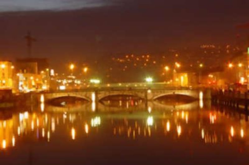 The city of Cork at night.